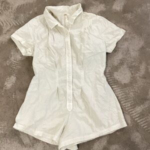 Free People Cream Button-Up Romper